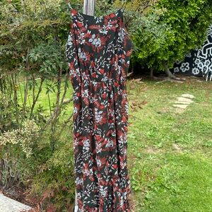 Maje Floral Print Crepe Midi Dress